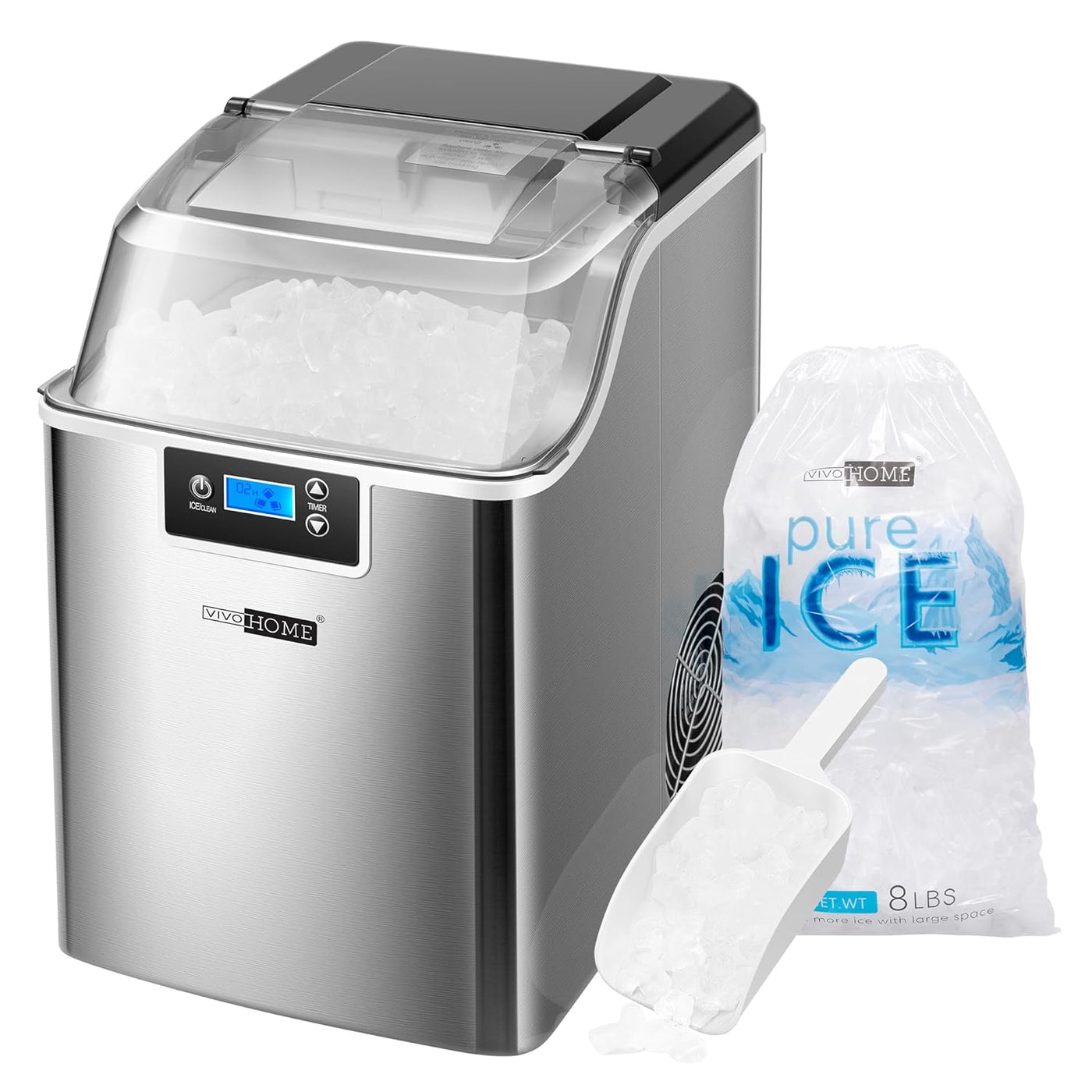 Ice Maker Countertop 44lbs Per Day with Ice Shovel and Self-Cleaning -  Costway